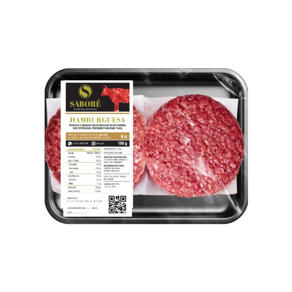 Hamburguesas de res Saboré (6 x 100 g / 3.52 oz) - Imagen 1