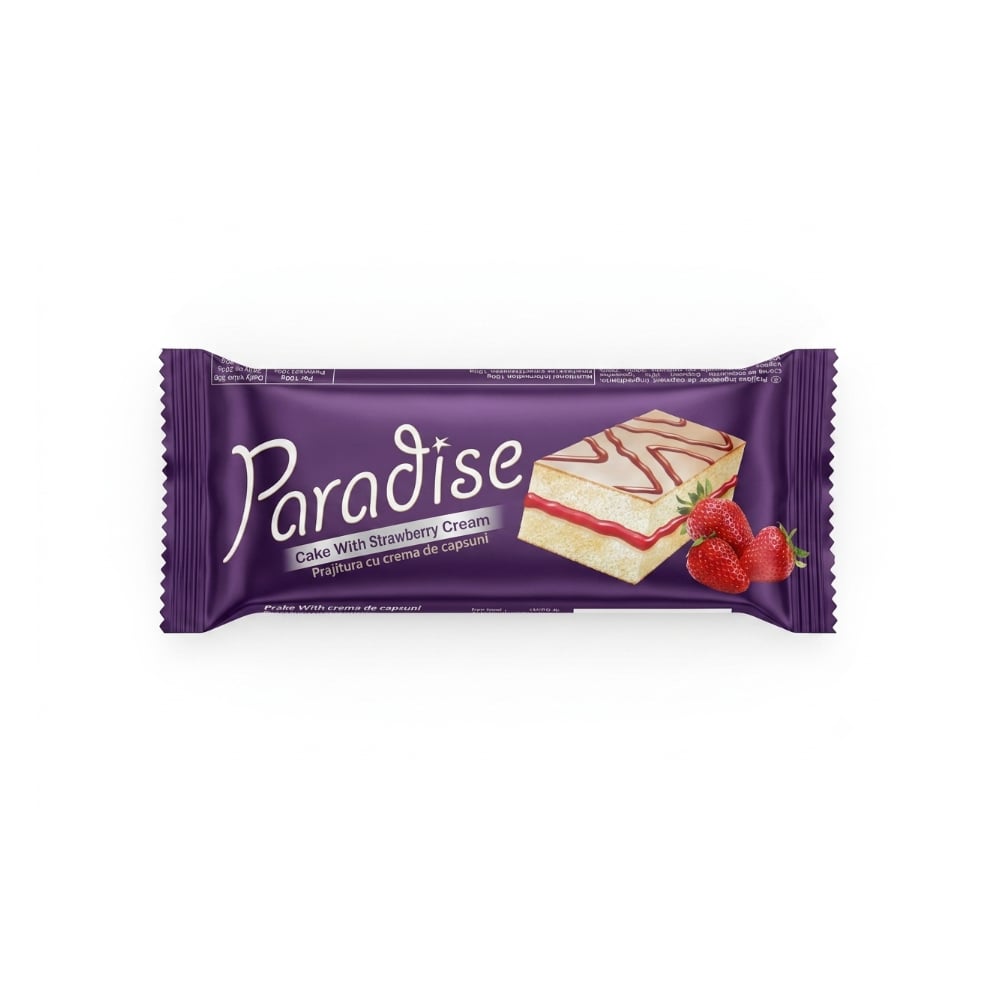 Pastelito relleno de crema de fresa con cobertura de chocolate blanco Paradise Simsek (25 g) - Imagen 1