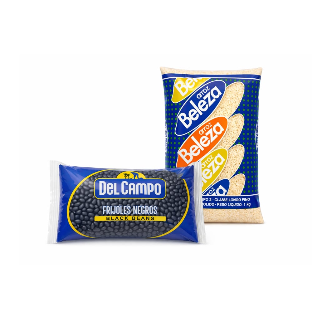 Arroz tipo 2 Beleza (1 kg / 2.20 lb) + Frijoles negros Del Campo (454 g / 1 lb) - Imagen 1