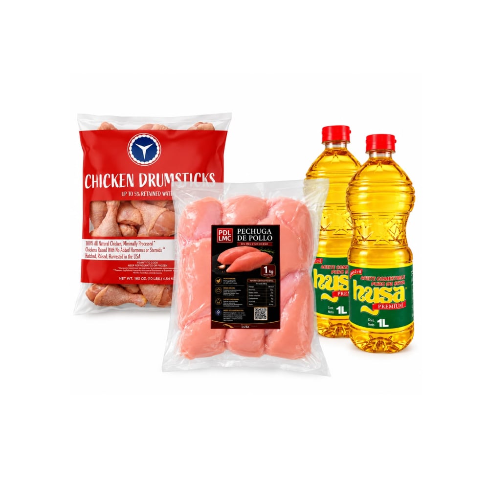 Muslos de pollo + Aceite de soya puro +  Pechuga de pollo sin piel y sin hueso - Imagen 1