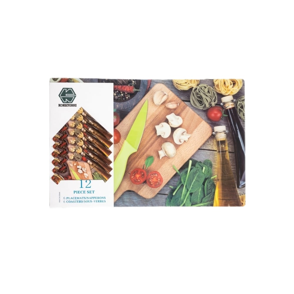Juego de manteles individuales para mesa con diseño culinario Koreyoshi (12 U) - Imagen 1