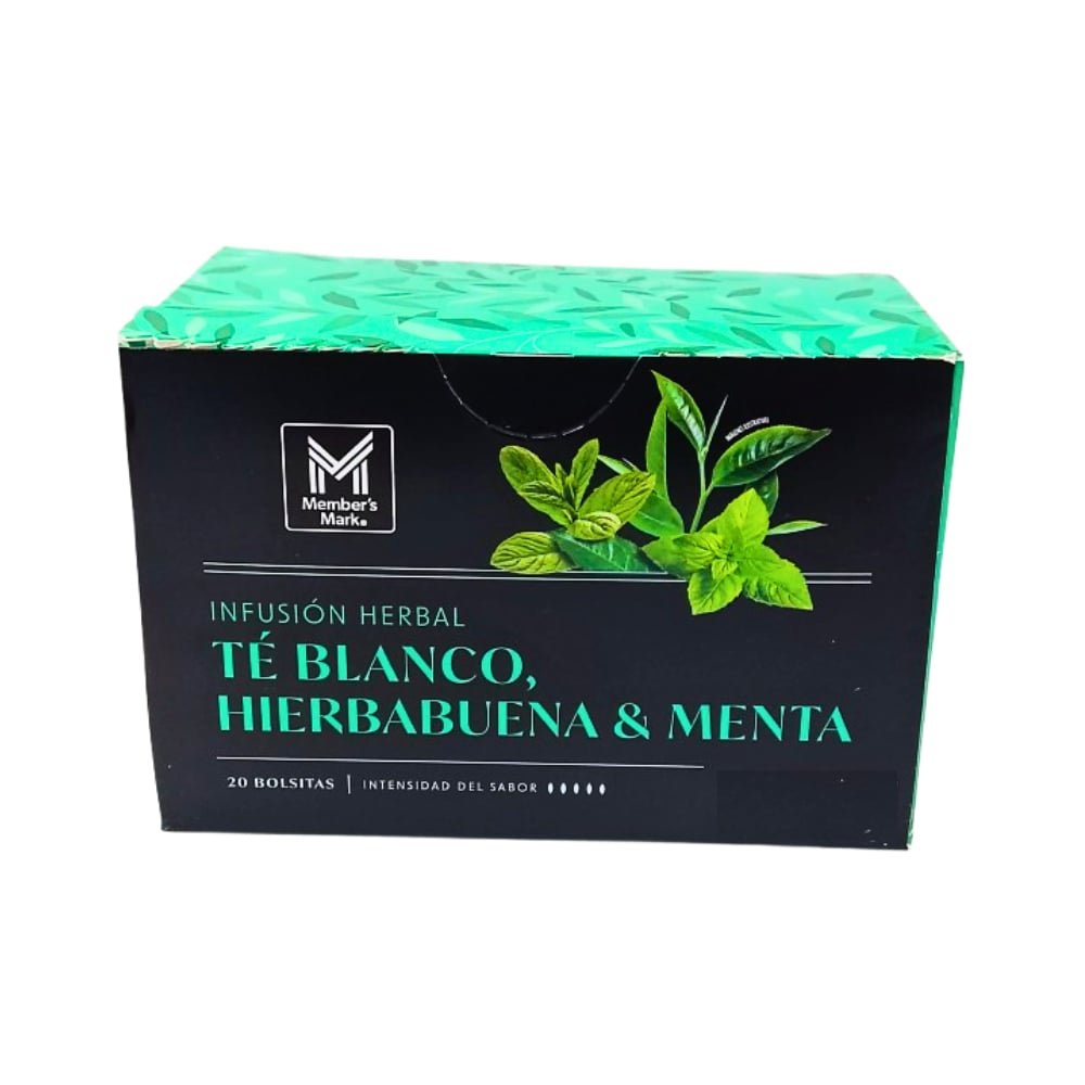 Infusión herbal té blanco, hierbabuena y menta sin cafeína Member's Mark (30 g) - Imagen 1