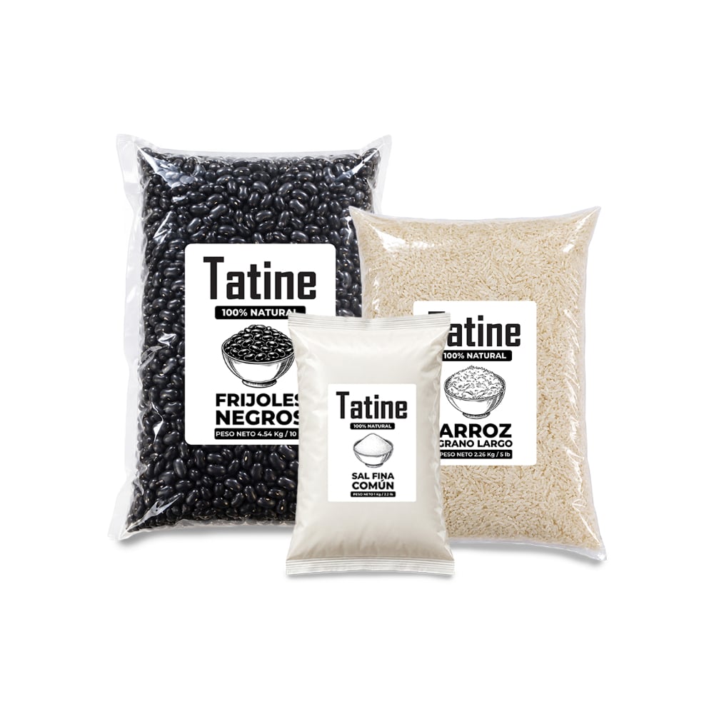 Combo básico Tatine #17: Frijoles negros Tatine + Arroz de grano largo Tatine + Sal fina común Tatine - Imagen 1