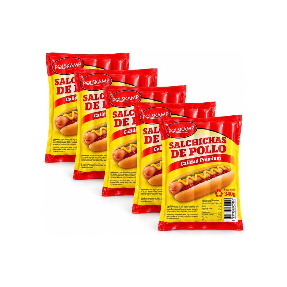 Salchichas de pollo Polskamp (5 x 340 g / 12 oz) - Imagen 1