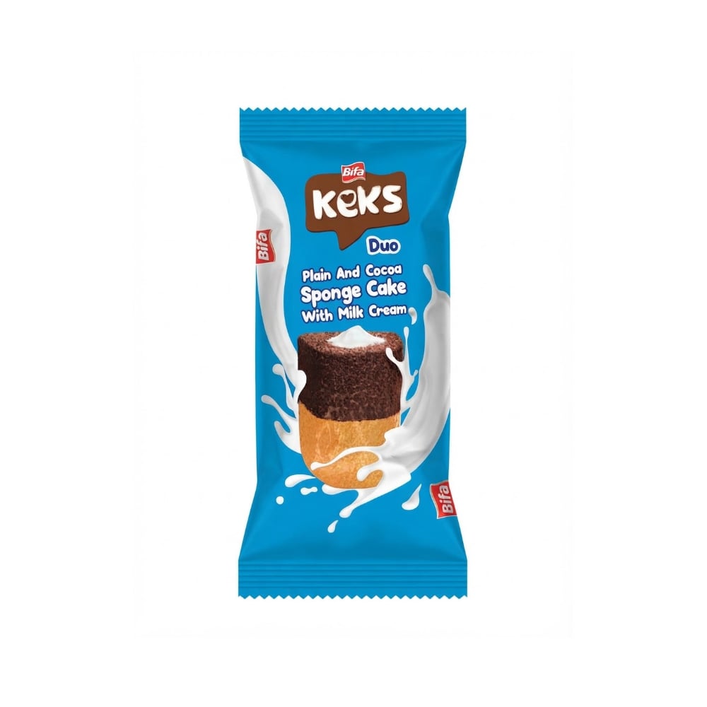 Pastel de chocolate y vainilla relleno de crema de leche Bifa Keks Duo (40 g / 1.41 oz) - Imagen 1