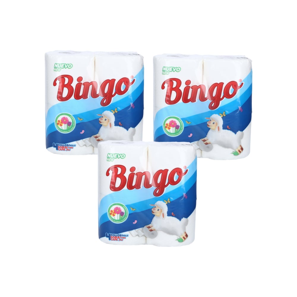 Papel higienico doble hoja perfumado Bingo (3 x 4 U) - Imagen 1
