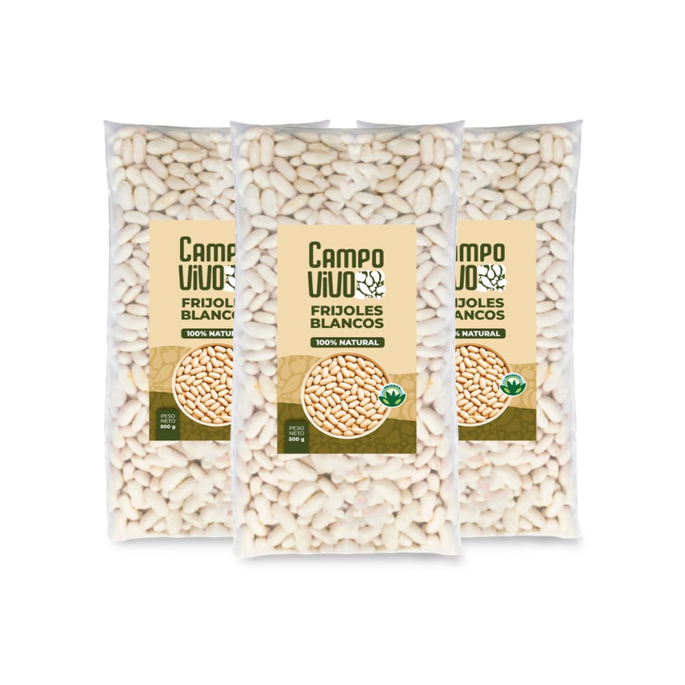 Frijoles blancos Campo Vivo (3 x 500 g / 1.1 lb) - Imagen 1