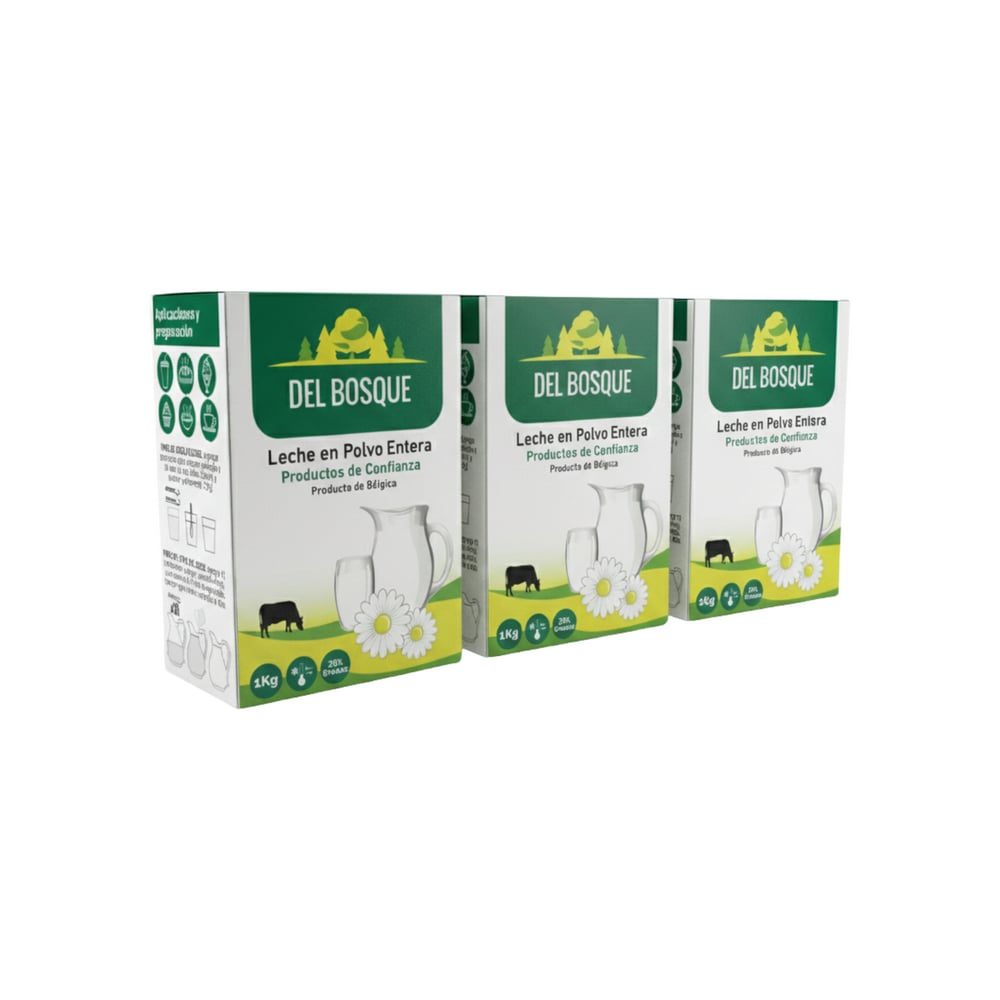 Combo de leche en polvo entera Del Bosque (3 x 1 kg) - Imagen 1