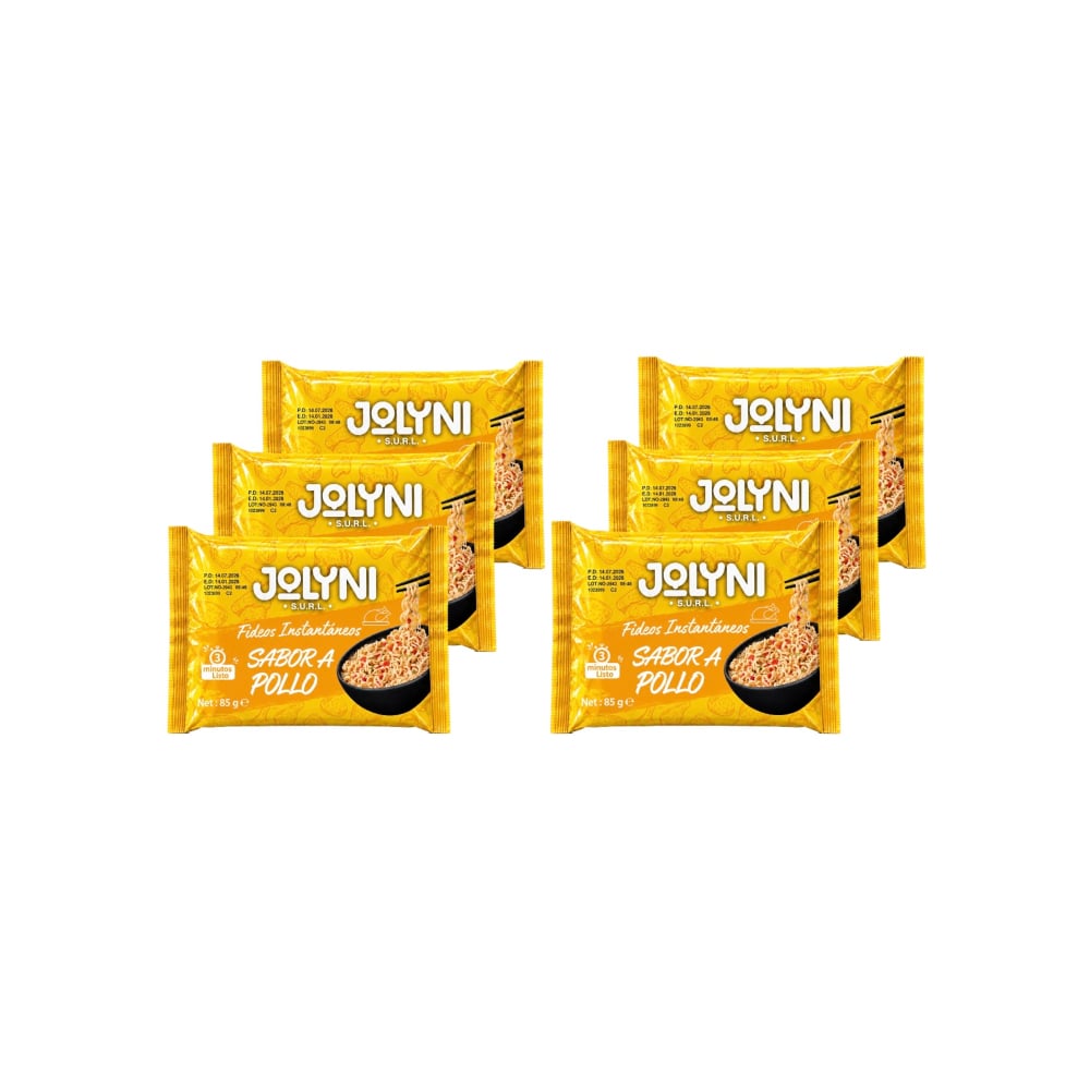 Sopa de fideos instantáneos sabor pollo Jolyni (6 x 85 g / 3 oz) - Imagen 1