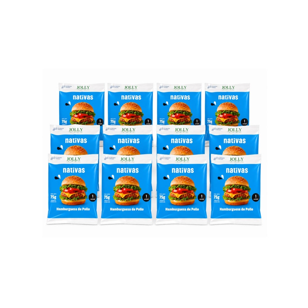 Hamburguesa de Pollo Nativas Jolly Surl ( 12 x 75 g / 2.6 oz) - Imagen 1
