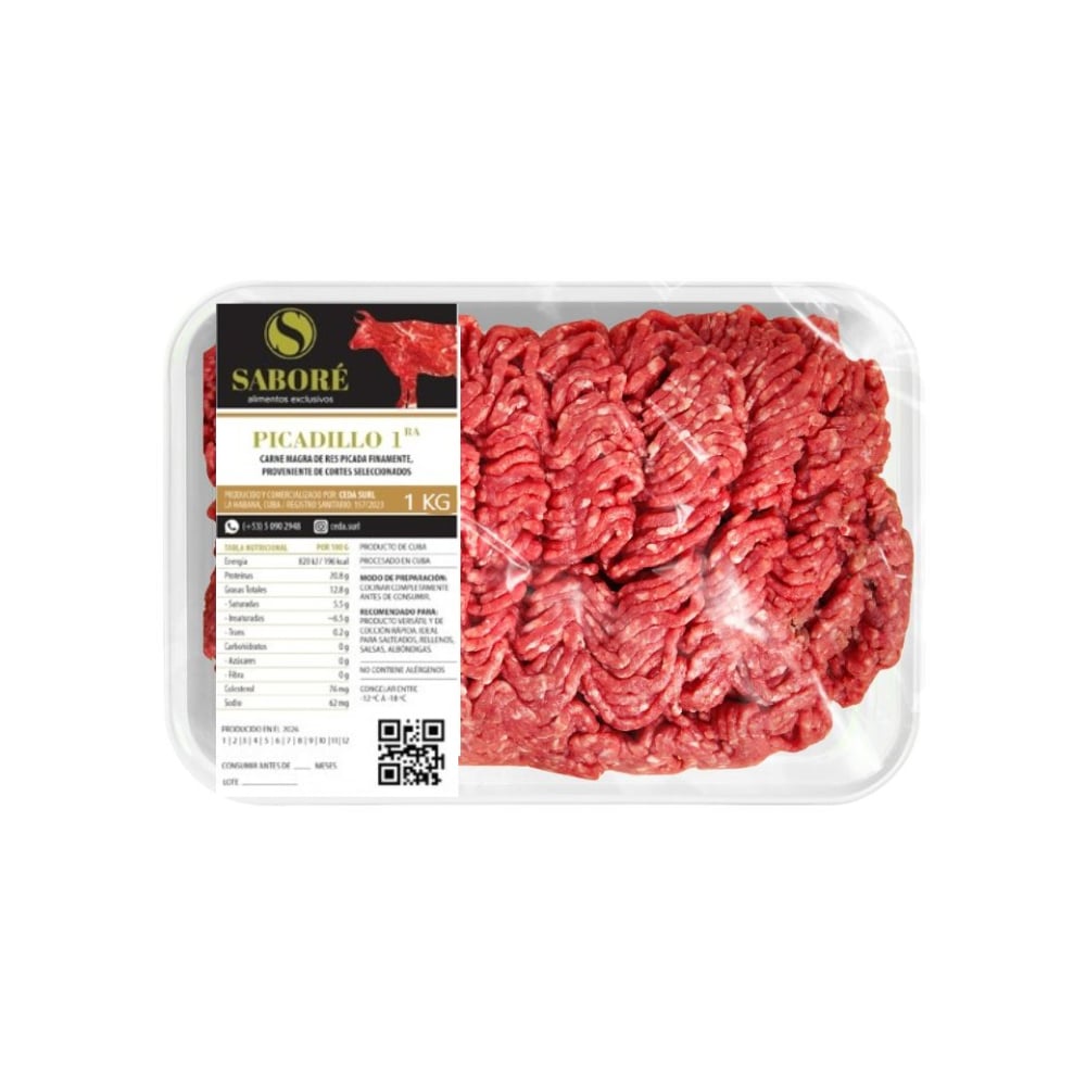 Carne molida de res de segunda calidad Saboré (1 kg / 2.2 lb) - Imagen 1