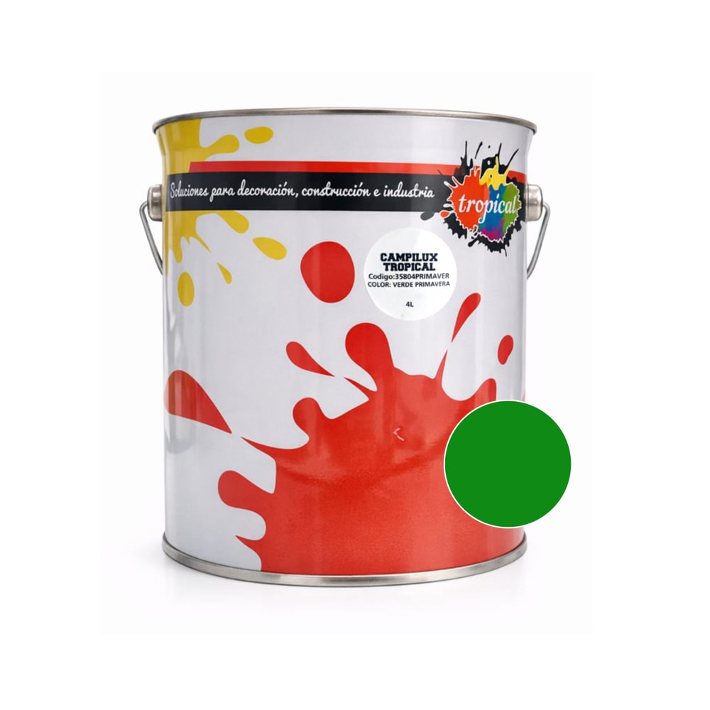 Pintura esmalte interior y exterior color verde primavera Campilux Tropical (4 L) - Imagen 1