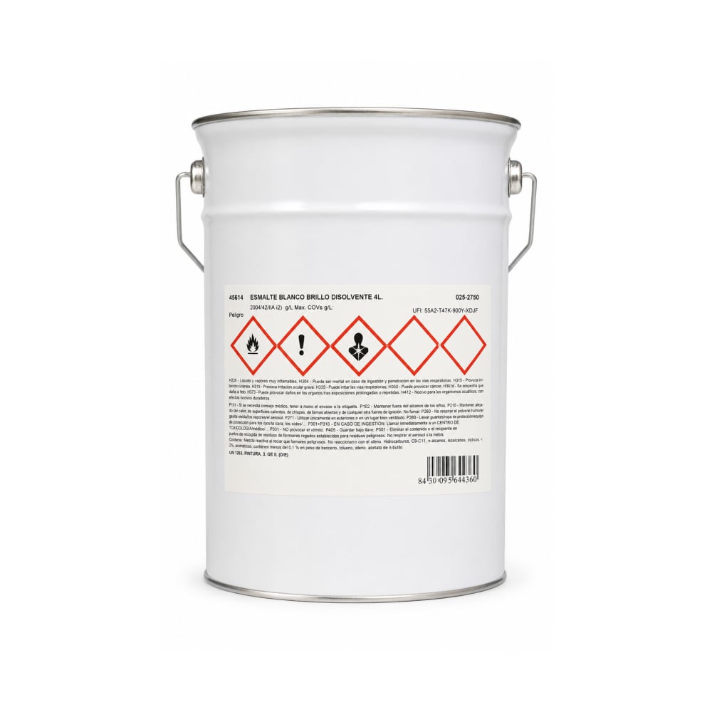 Pintura esmalte blanco brillo disolvente Romysen (4 L) - Imagen 1
