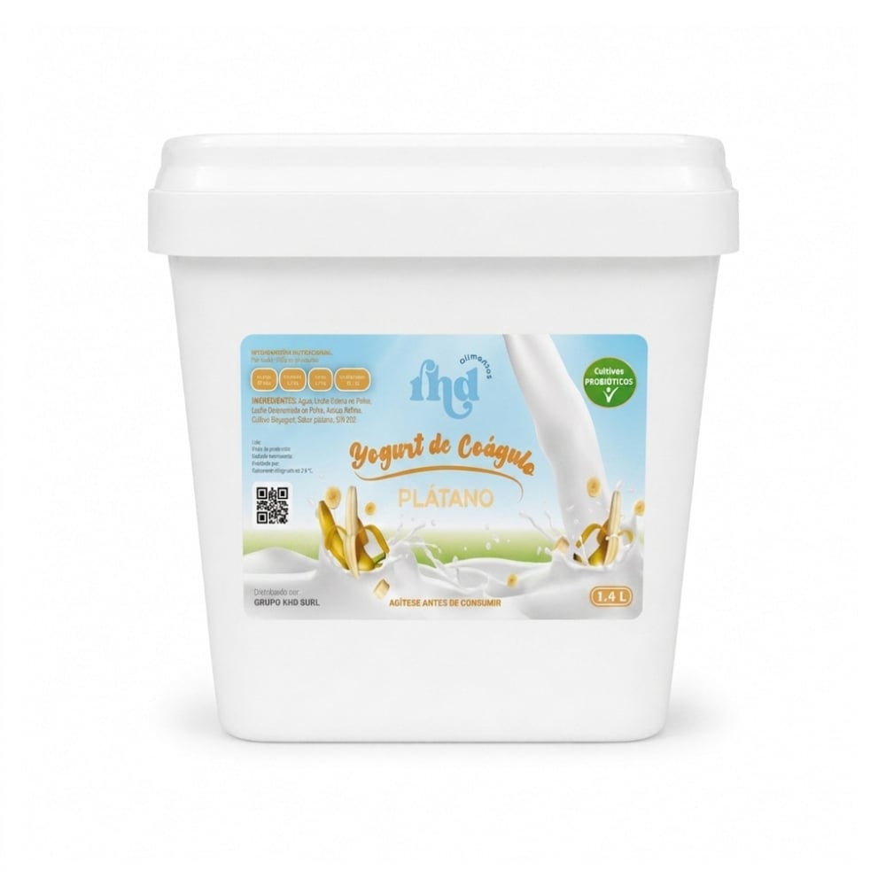 Yogurt probiótico de coágulo sabor plátano RHD (1.4 L) - Imagen 1