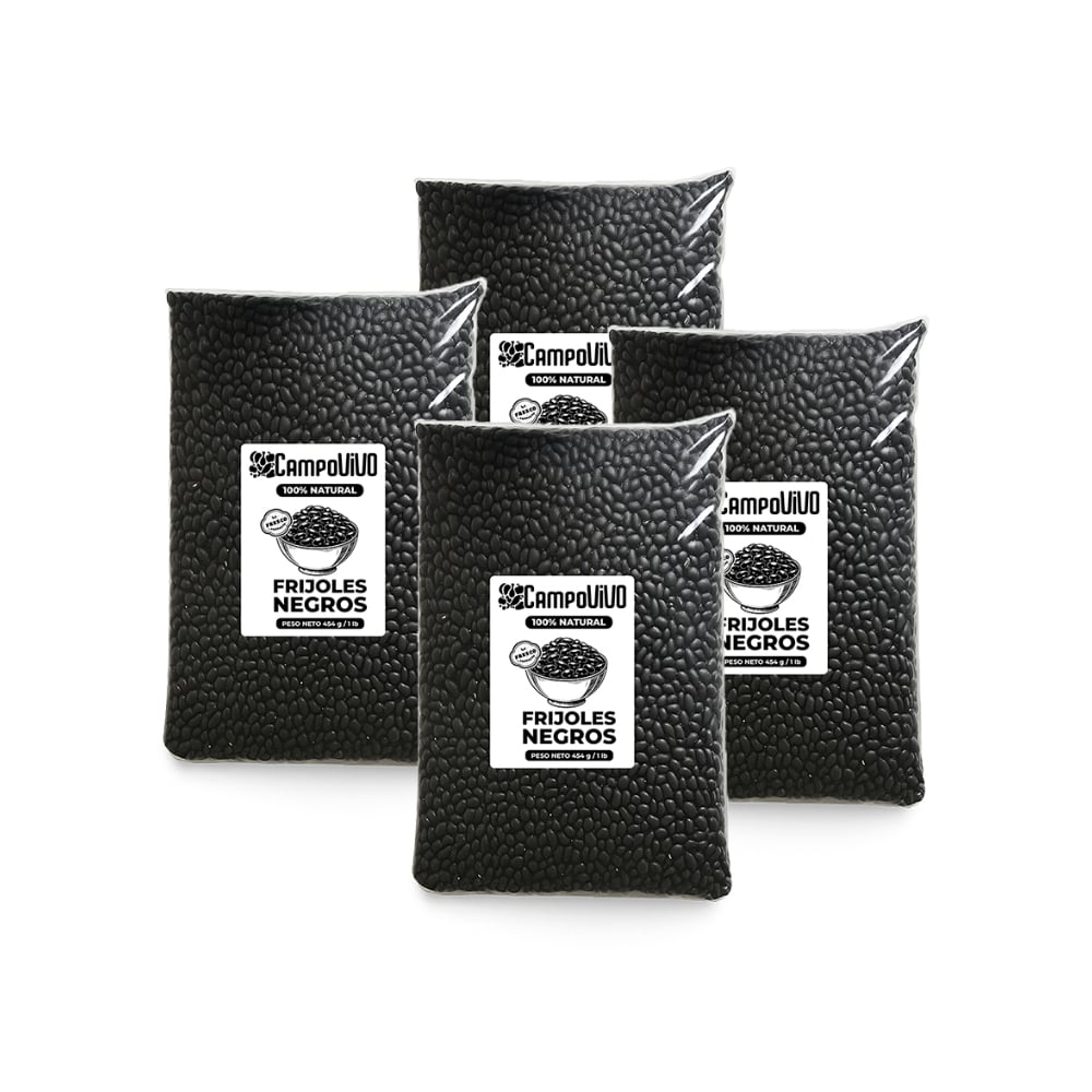 Frijoles negros Campo Vivo (4 x 454 g / 1 lb) - Imagen 1