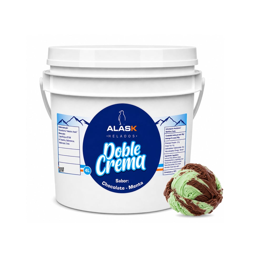Helado doble crema sabor chocolate y menta Alask (4 L) - Imagen 1
