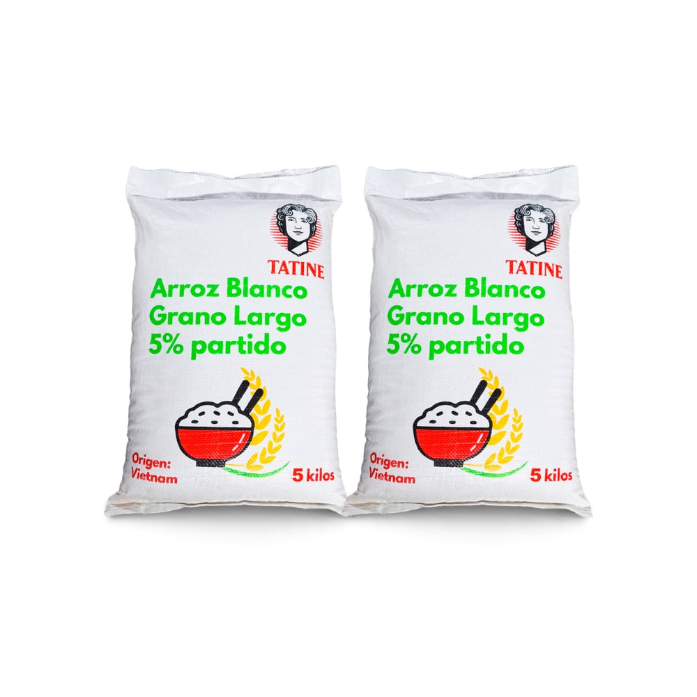 Arroz de grano largo 5% de grano partido Tatine (2 x 5 kg / 11.02 lb) - Imagen 1