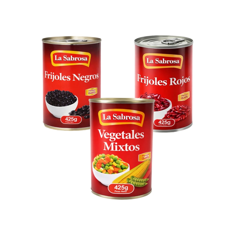 Frijoles negros enlatados + Vegetales mixtos + Frijoles rojos enlatados - Imagen 1