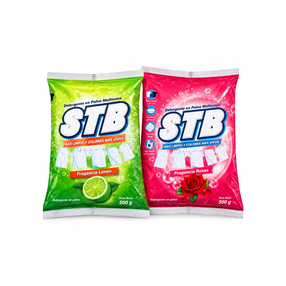 Combo de detergentes en polvo STB #8: Detergente en polvo fragancia a limón + Detergente en polvo fragancia a rosas - Imagen 1