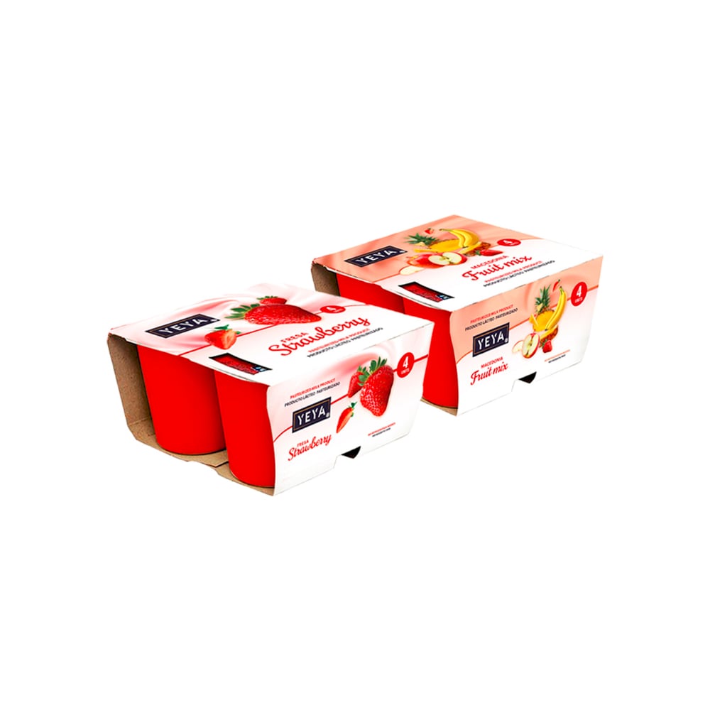 Yogurt pasteurizado sabor fresa + Yogurt pasteurizado sabor macedonia - Imagen 1