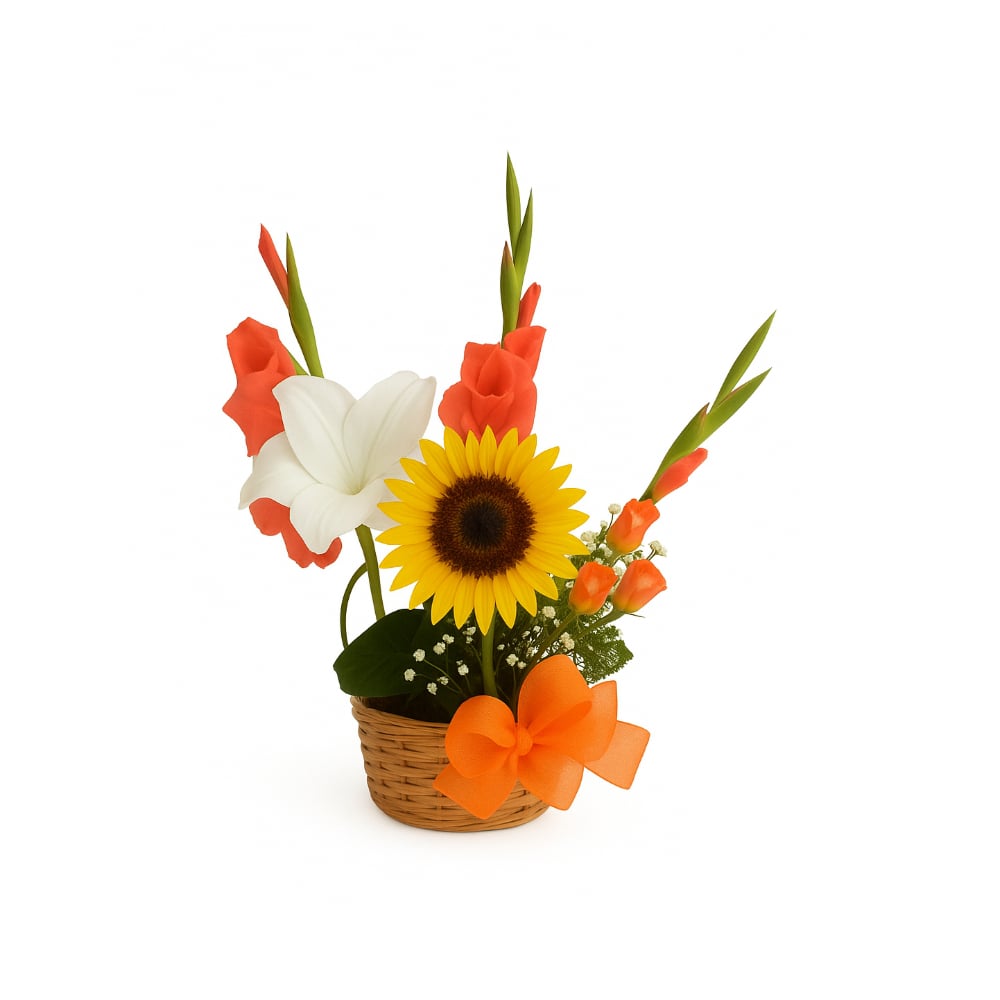 Confección en cestica de mimbre con flores variadas Ola Flowers - Imagen 1