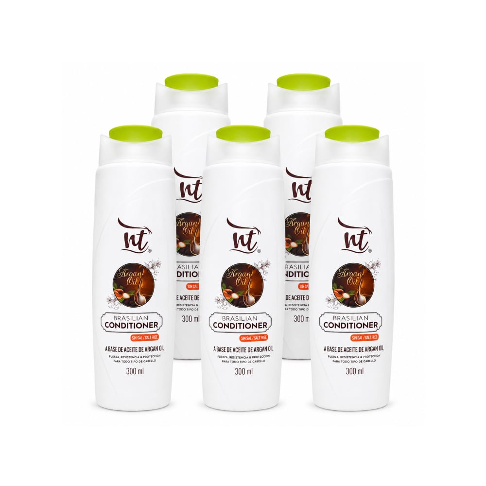 Acondicionador sin sal a base de aceite de argán Brazilian NT (5 x 300 ml / 10.1 fl.oz) - Imagen 1