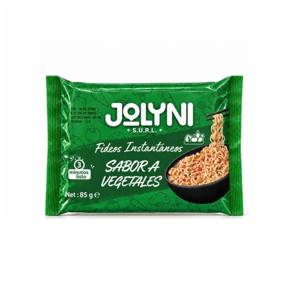 Sopa de fideos instantáneos sabor a vegetales Jolyni (85 g / 3 oz) - Imagen 1