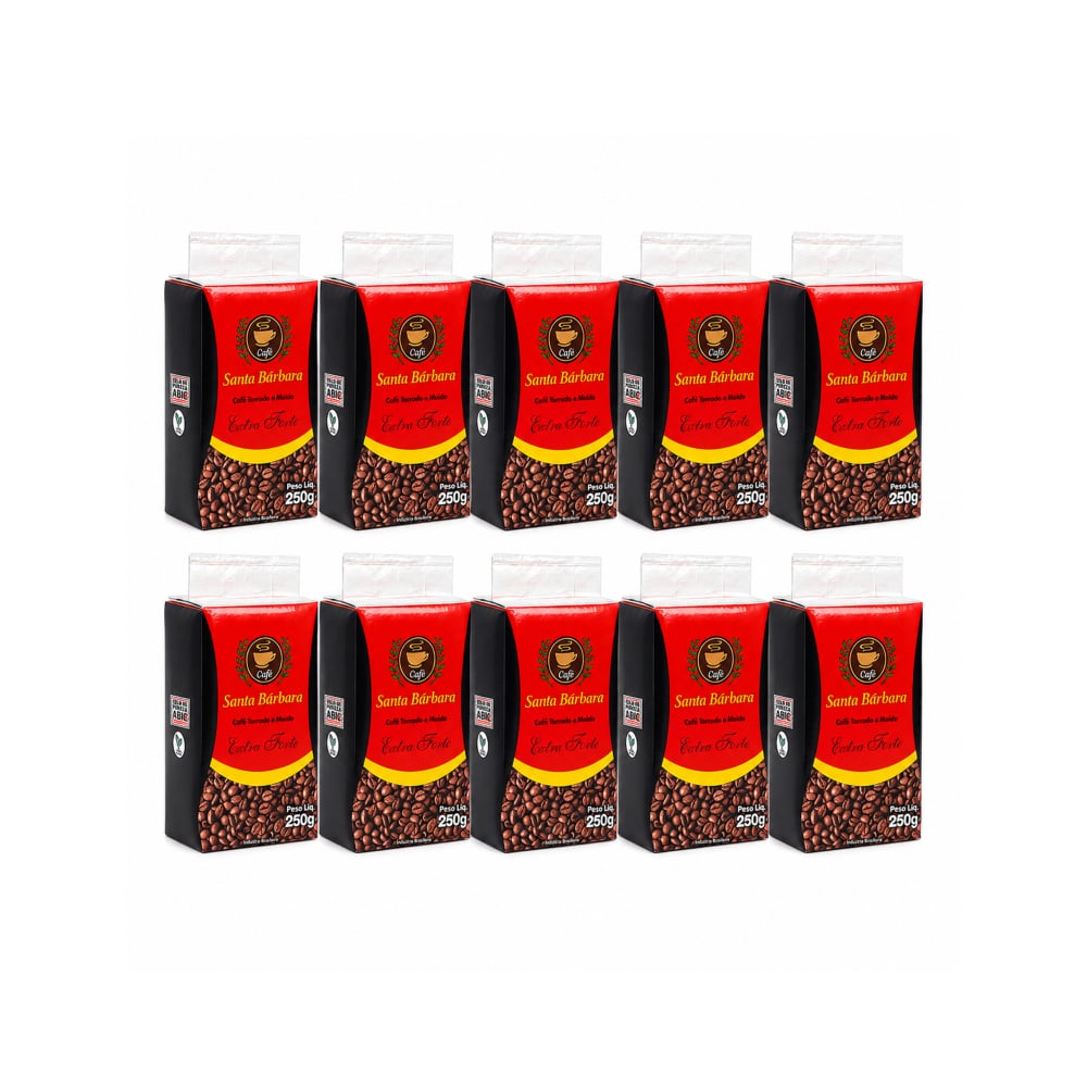 Café tostado y molido extra fuerte Santa Bárbara (10 x 250 g / 8.8 oz) - Imagen 1