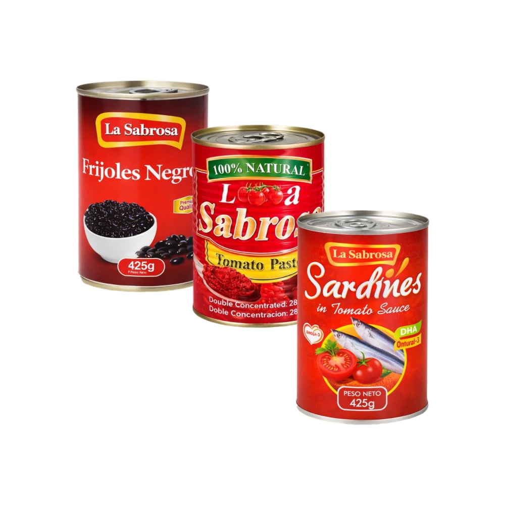 Sardinas en salsa de tomate + Frijoles negros enlatados + Pasta de tomate - Imagen 1