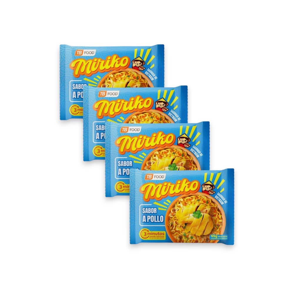 Sopa instantánea de fideos sabor a pollo Miriko (4 x 65 g / 2.29 oz) - Imagen 1