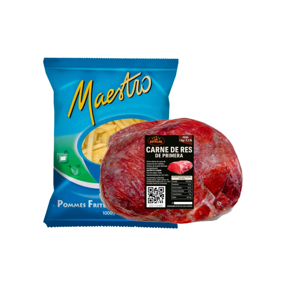 Carne de res de primera La Estelar + Papas prefritas Maestro - Imagen 1