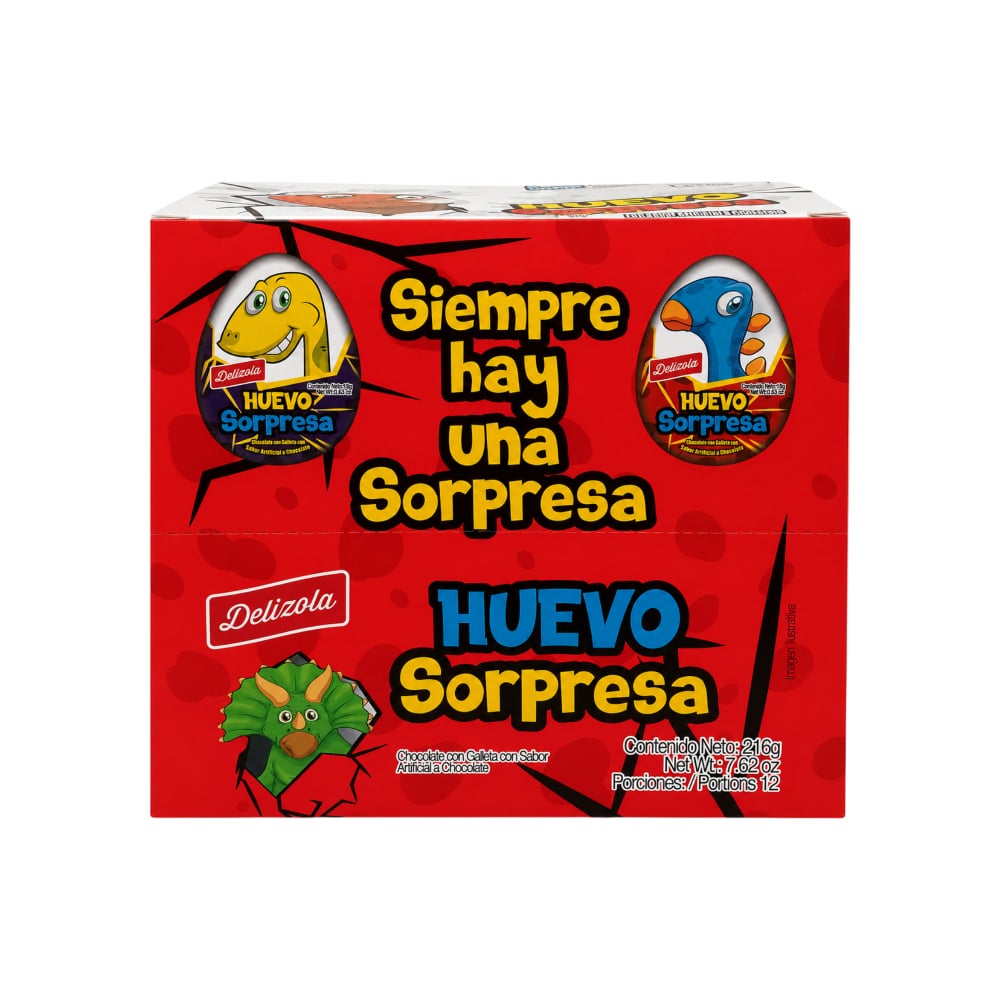Caja de huevos sorpresa de chocolate con galletas con sabor a chocolate Delizola (216 g / 7.62 oz) - Imagen 1