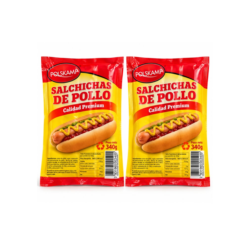 Salchichas de pollo Polskamp (2 x 340 g / 12 oz) - Imagen 1