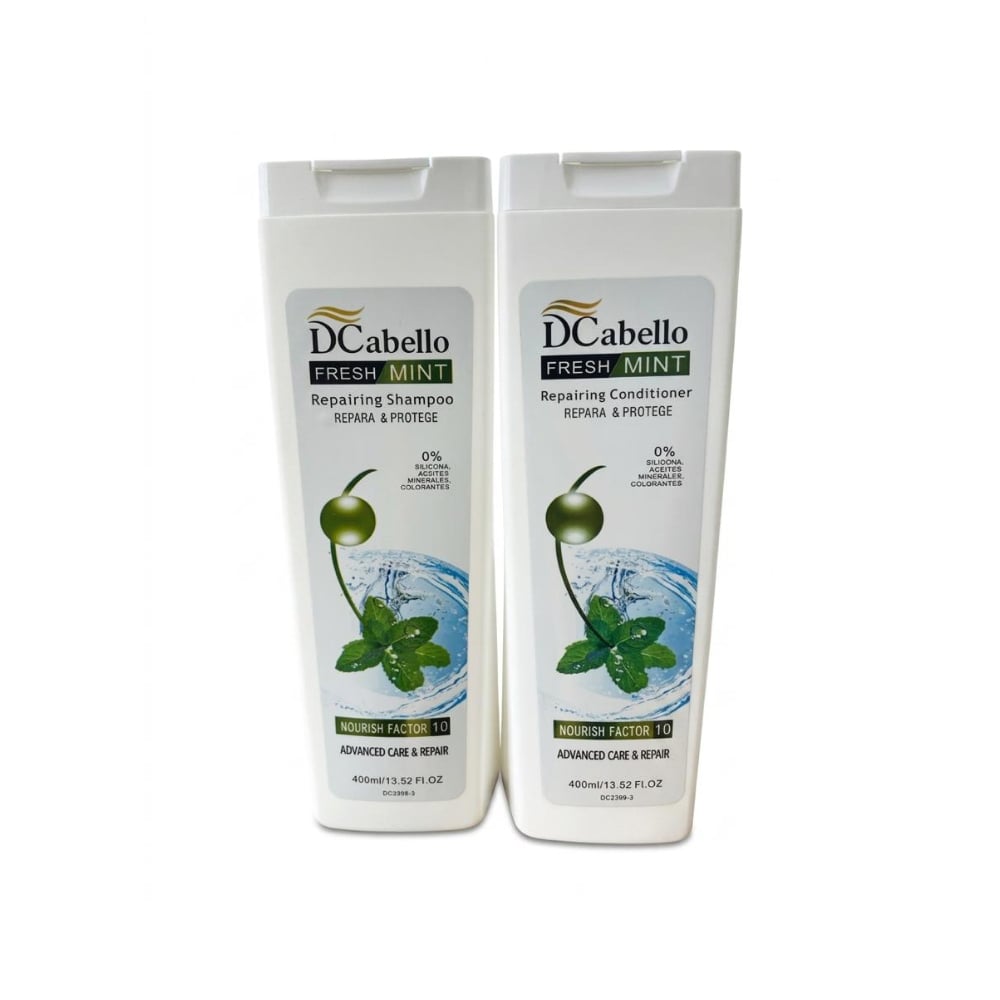 Juego reparador de champú y acondicionador menta fresca DCabello (400 ml) - Imagen 1