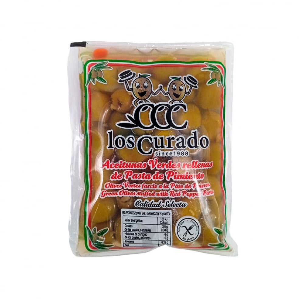 Aceitunas verdes rellenas de pasta de pimiento Los Curado (180 g / 6.35 oz) - Imagen 1