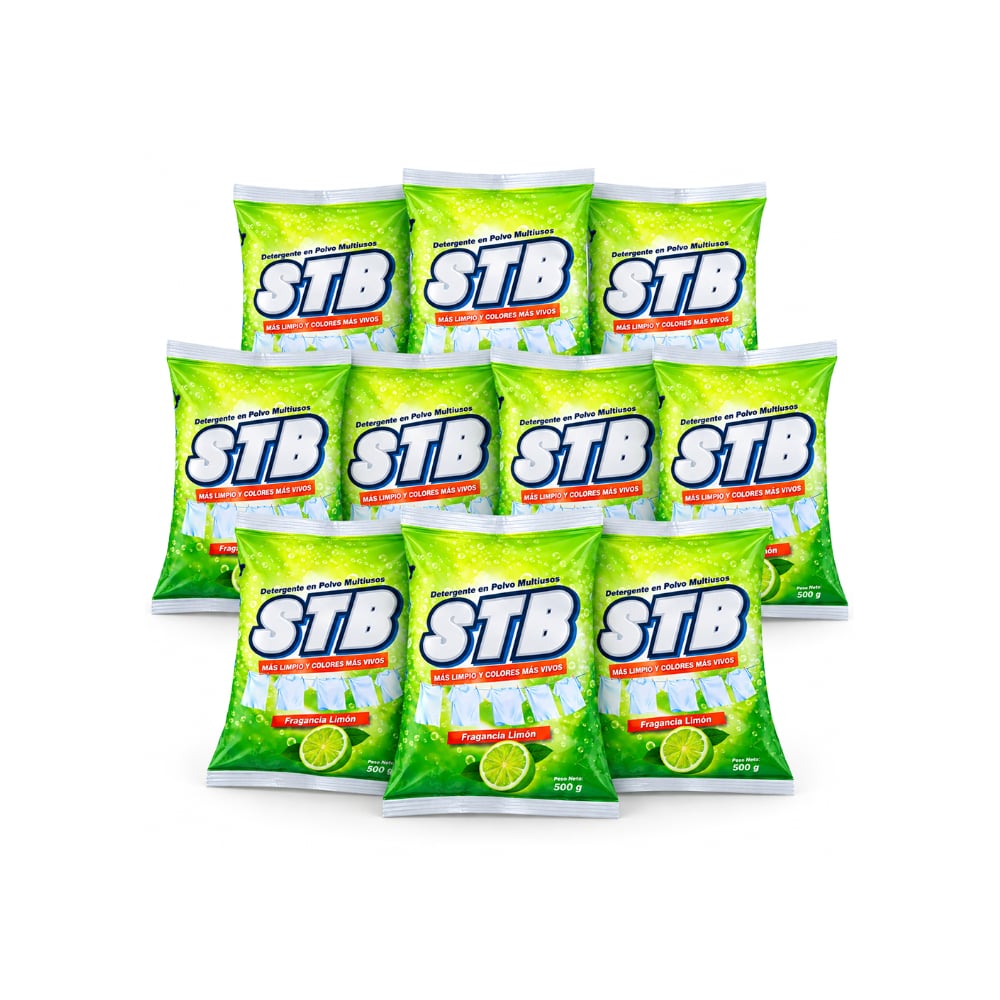 Detergente en polvo multiusos con fragancia a limón STB (10 x 500 g / 1.1 lb) - Imagen 1