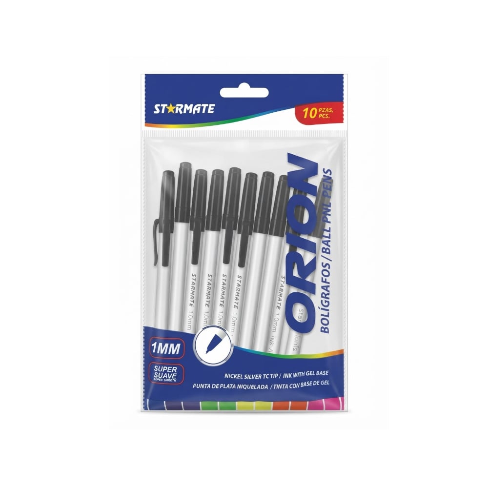 Bolígrafos de tinta con base de gel megro Starmate (10 U) - Imagen 1