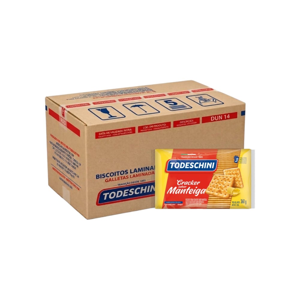 Galletas Cream Cracker sabor mantequilla Todeschini (20 x 360 g / 12 oz) - Imagen 1