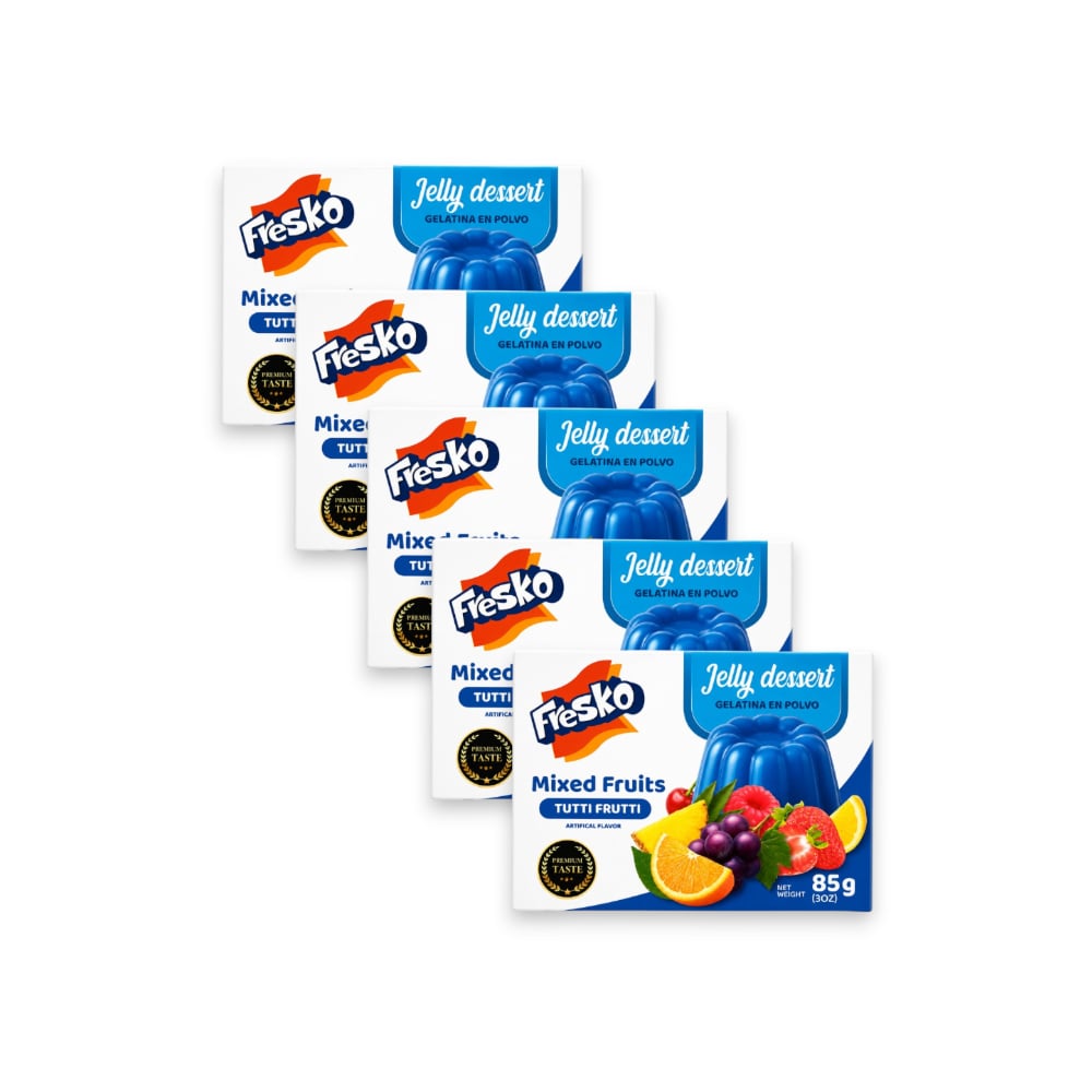 Gelatina de cóctel de frutas Fresko (5 x 85 g / 3 oz) - Imagen 1
