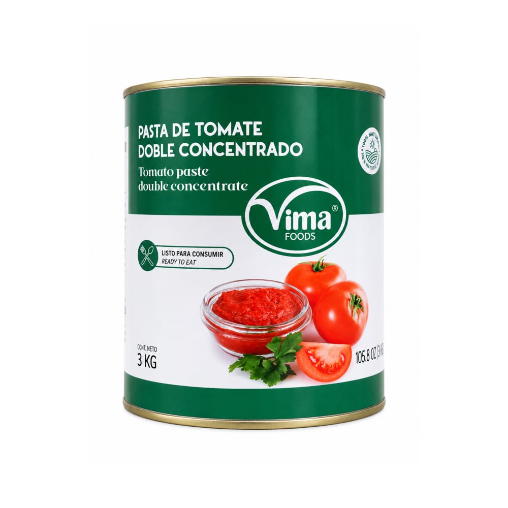 Pasta de tomate doble concentrado Vima Foods (3 kg / 6.61 lb) - Imagen 1