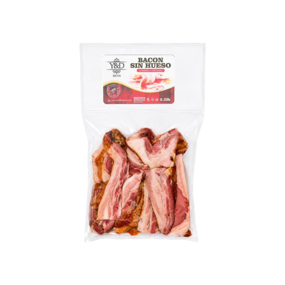 Bacon sin hueso ahumado y troceado Y&D Ricos (1 kg / 2.2 lb) - Imagen 1