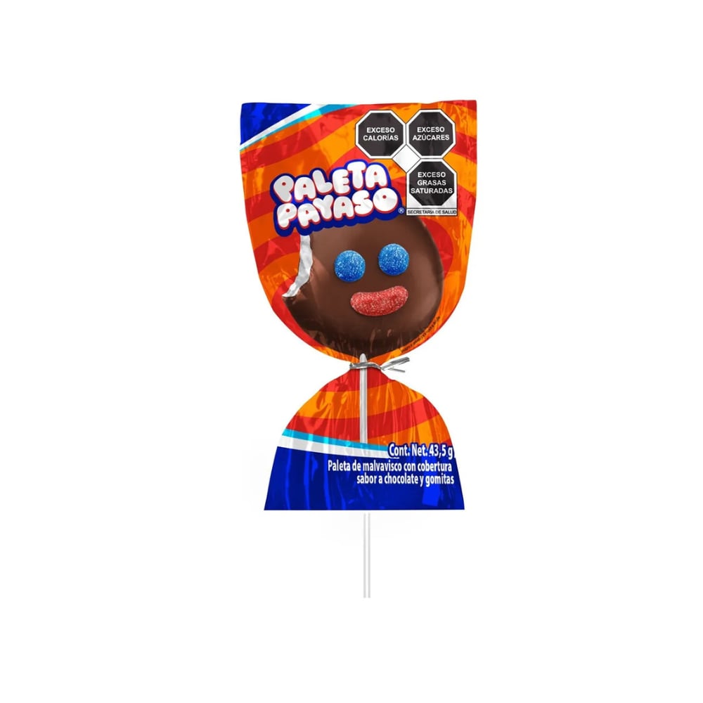 Paleta payaso de malvavisco con cobertura sabor a chocolate y gomitas Ricolino (43.5 g / 1.5 oz) - Imagen 1