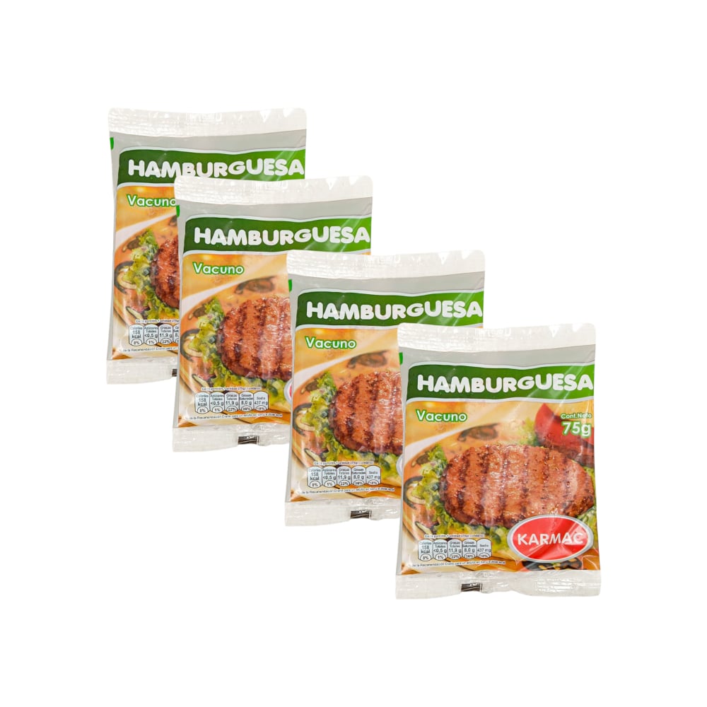 Hamburguesa de vacuno Karmac (4 x 75 g / 2.6 oz) - Imagen 1