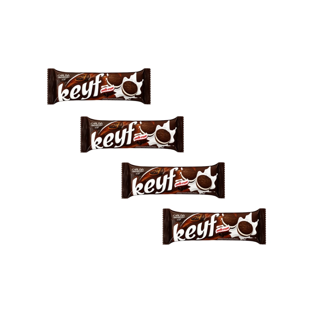 Galleta sándwich de chocolate con crema de vainilla Keyf Golda (4 X 50 g / 1.76 oz) - Imagen 1