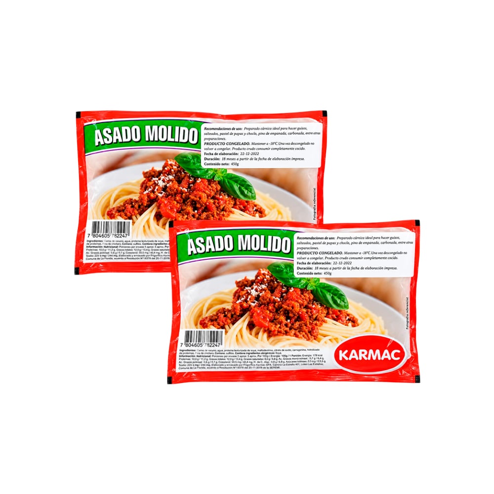 Asado molido de res Karmac (2 X 450 g / 15.8 oz) - Imagen 1