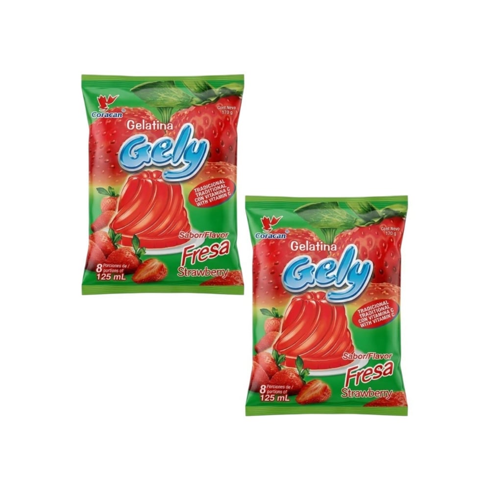 Gelatina sabor fresa Gely (2 x 170 g / 6 oz) - Imagen 1