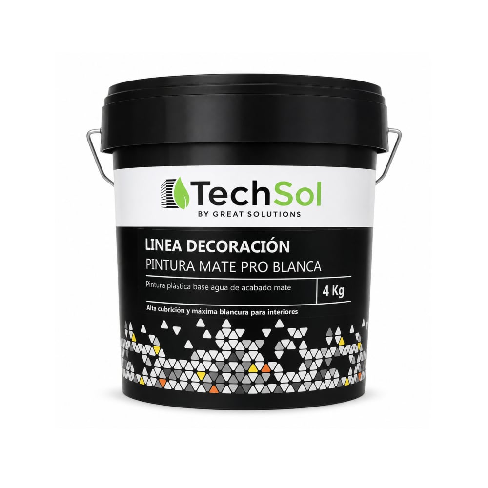 Pintura plástica base agua acabado mate pro blanca TechSol (4 kg / 8.8 lb) - Imagen 1