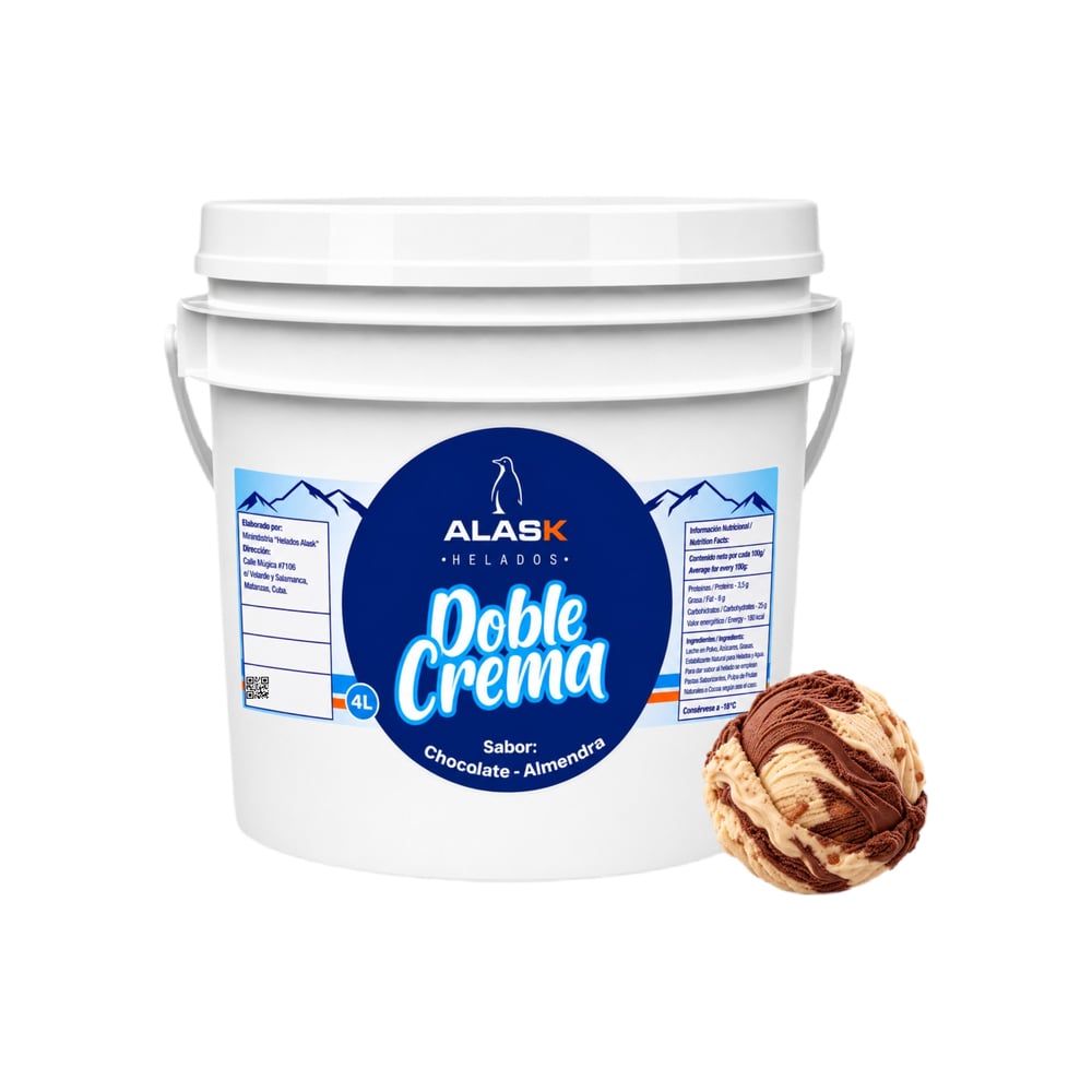 Helado doble crema sabor chocolate y almendras Alask (4 L) - Imagen 1