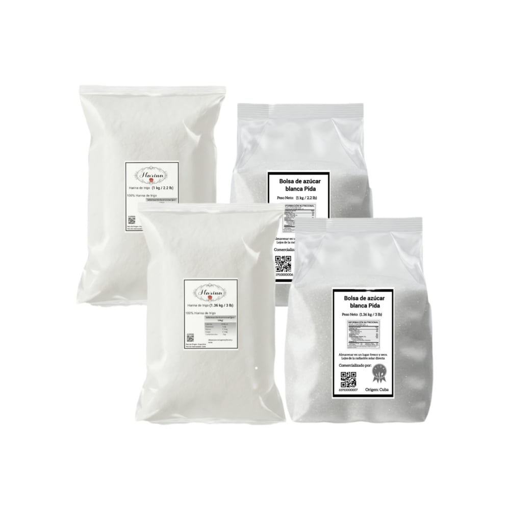 2 Harina de trigo Pida (1 kg + 3 lb) + 2 Azúcar blanca Pida (1 kg + 3 lb) - Imagen 1