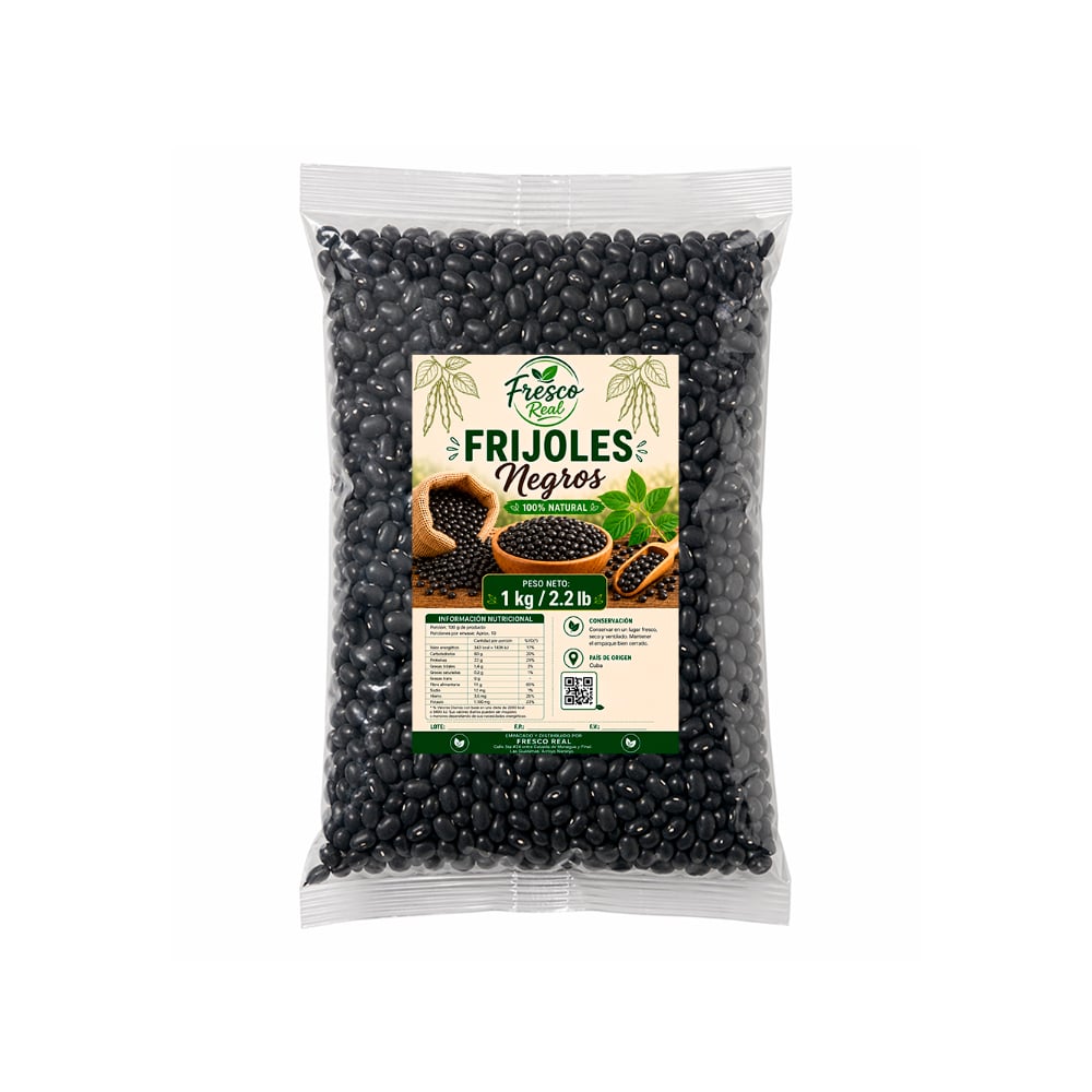 Frijoles negros Fresco Real (1 kg / 2.2 lb) - Imagen 1